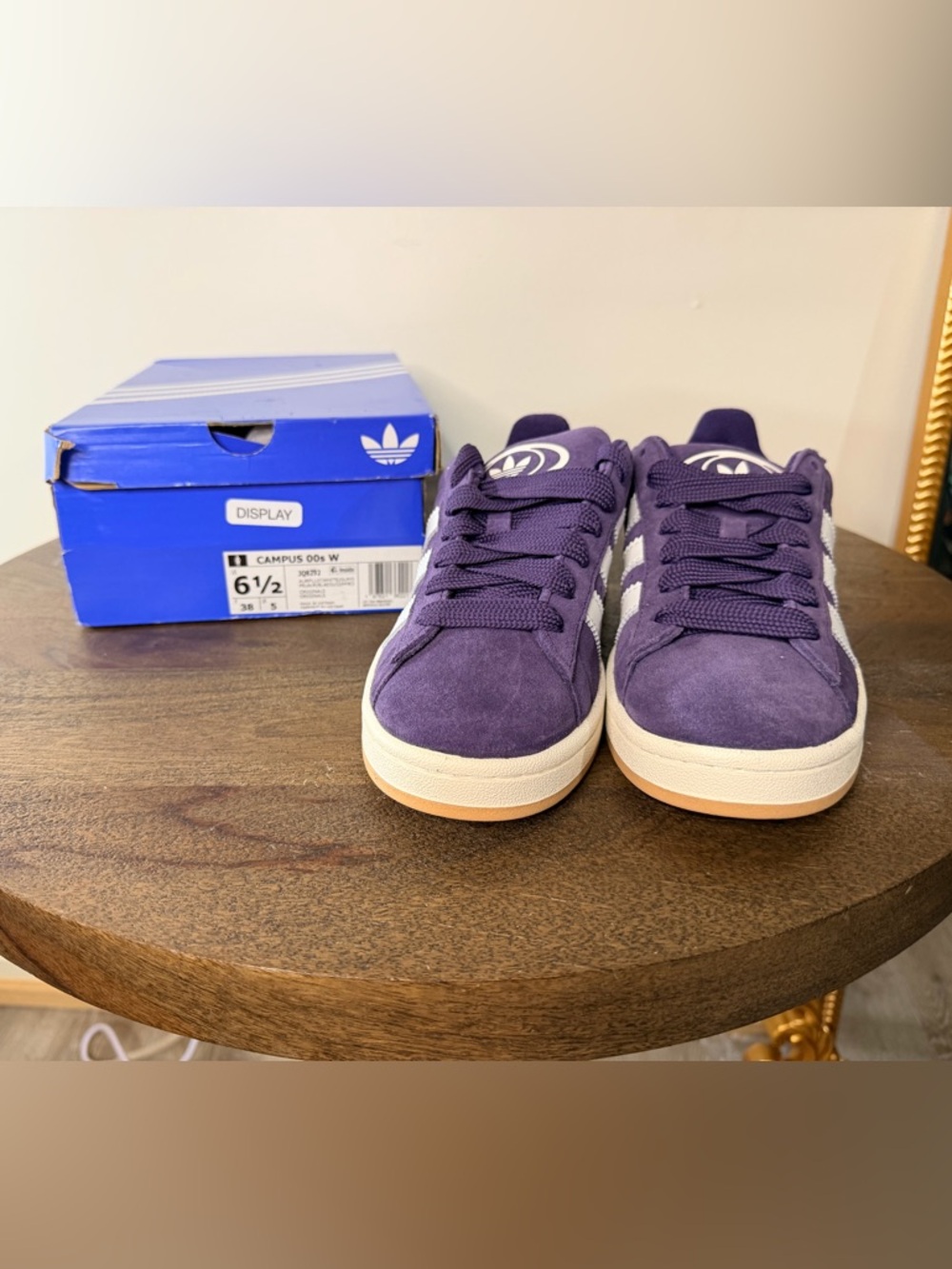adidas Purple Suede Campus Sneakers with White Stripes - Picture 4 of 7